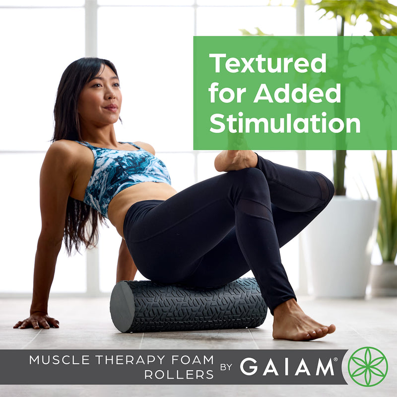 Gaiam Restore Foam Roller for Muscle Massage - Deep Tissue Muscle Massager for Sore Muscles & Stimulation - Total Body Pain Relief, Back, Neck, Foot, Calf, Leg, Arm (18 Inch and 36 Inch) 18-Inch 18" Roller (Grey)
