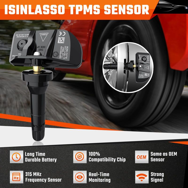 TPMS Sensors, 433 MHZ Tire Pressure Monitor System Replacment Sensor for 2020 2021 2022 2023 2024 Chevy Silverado GMC Sierra Cadillac Buick Pontiac 13542523 13533166 4pcs