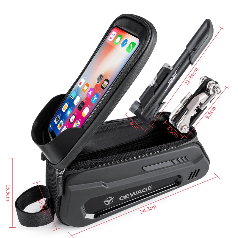 GEWAGE Bicycle Phone Mount Bag & Bicycle Tire Pump, Bike Multitool with Tyre Lever - Bike Tool Kits for Repair and Maintenance at Home or On The Road Ge-0541-41cp