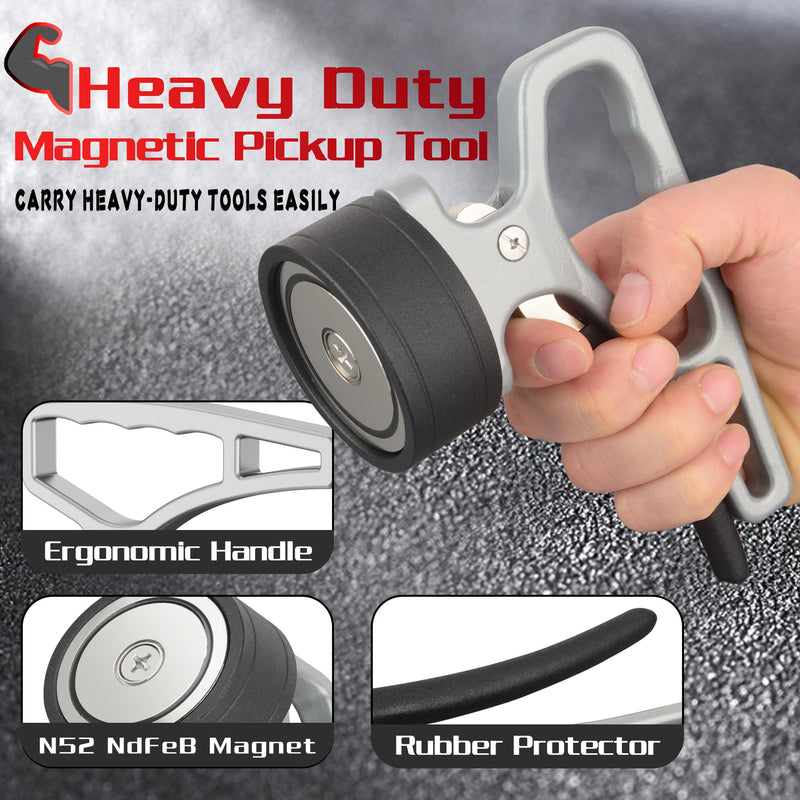 ULIBERMAGNET Heavy Duty Strong Magnetic Pickup Tool,Magnetic Lifting with Quick Release,Portable Material Collector with Ergonomic Handle for Iron Plate,Tool Steel,Laser Cutting 1PACK Magnetic Pickup Tool for Heavy Duty Plate