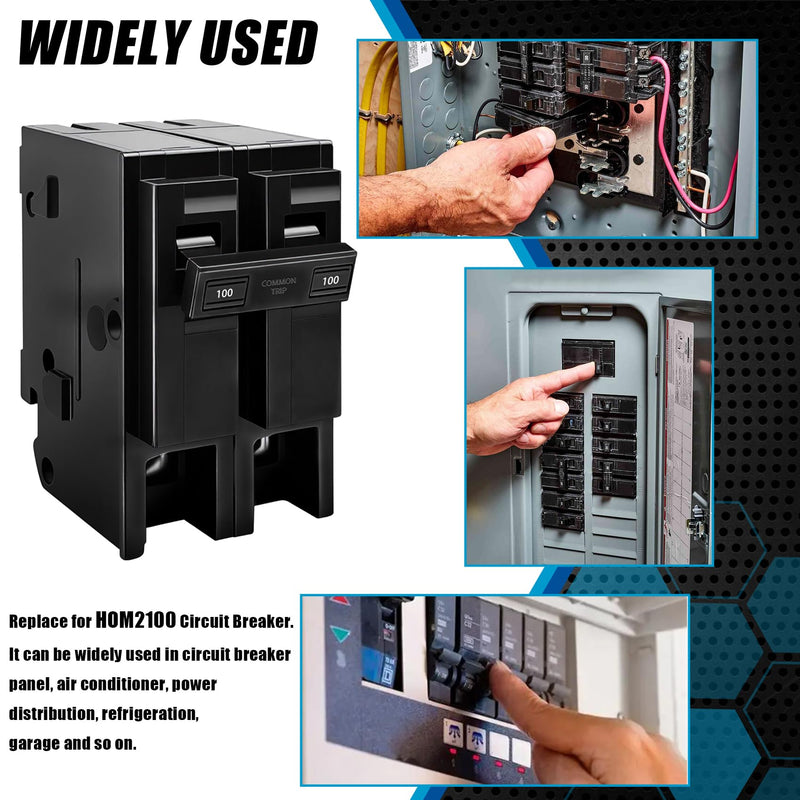 100 Amp 2 Pole Breaker,Replace for HOM2100 Circuit Breaker,100 Amp 2 Pole,120/240V,Compatible with Most Load Centers.Plug-in Circuit Breaker,Thehermal Magnetic Protection,5 Year Warranty 100 AMP
