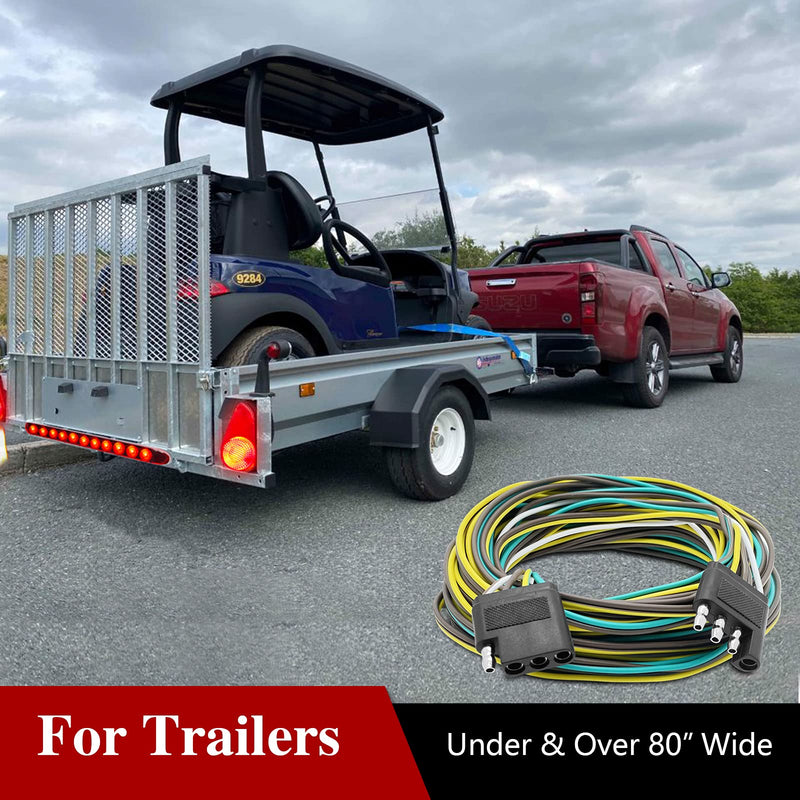 LIMICAR Trailer Wiring Harness Kit, 25ft Trailer Wire with 4 Flat Extension Connector, 4 Pin Flat Wishbond Wiring Light Kit for Utility Boat
