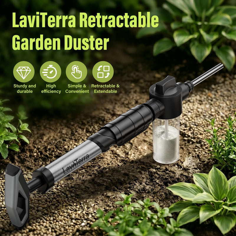 Diatomaceous Earth Powder Duster with Adjustable Length Up to 4FT, Powder Output Adjustable Pump Applicator, Multi-Purpose Industrial-Grade Sliver