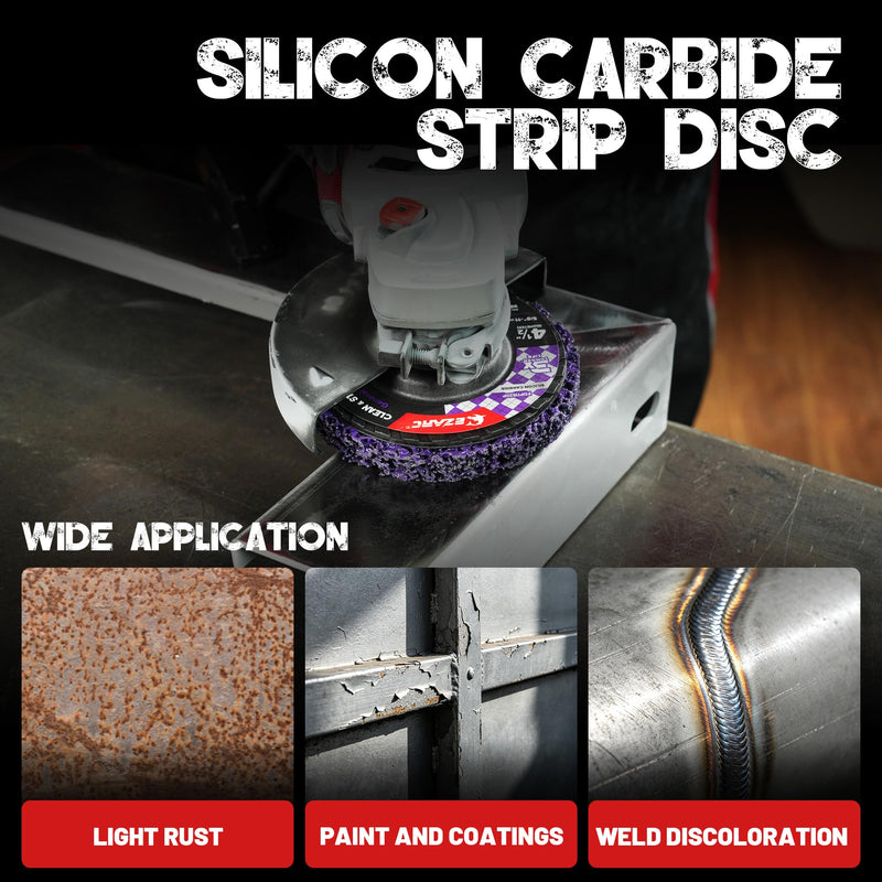 EZARC Paint Stripping Discs 4-1/2" x 7/8" Rust Remover Wheels for Angle Grinder, Quick Clean and Strip Silicon Carbide Grit Abrasive Wheel for Scaling &Oxidation Removal, Paint Remover 5-Pack (Purple) Purple-5pk