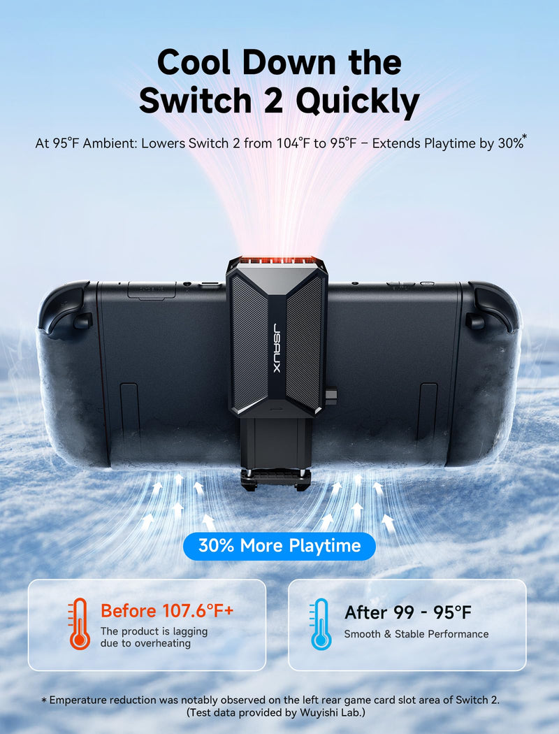 JSAUX Cooling Fan for Switch 2 (2025), Cool Down Accessories for Switch 2 | Switch 2 Fan (Stepless Adjustable Fan Speed) Cools to Enhance Performance & Extend Console Battery Life - Black (GP0201A)