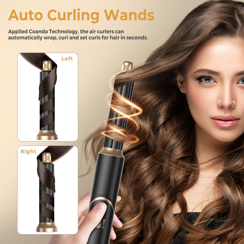 5 in 1 Air Styler Hair Dryer Brush with Rotatable Blow Dryer [60,000 RPM] Air Curlers Volumizer Straightening Brush Hairdryer Nozzle 5 in 1 Magic Styler Hair Styler for Easy Hair Styling, Black