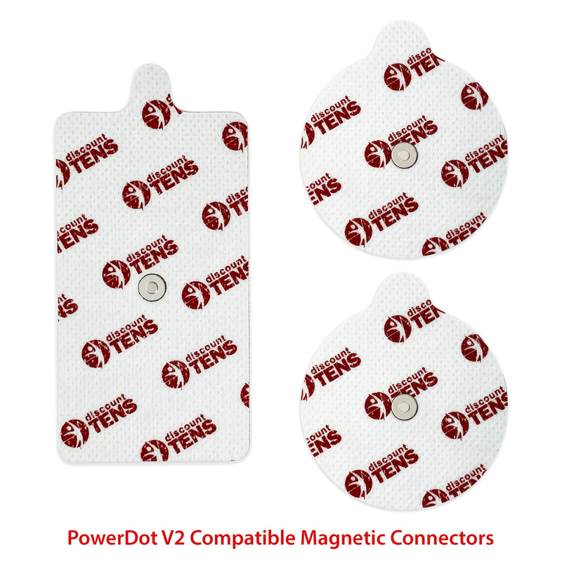 Discount TENS - Electrodes Compatible with PowerDot 2.0 Devices – 12 Premium Magnetic Connector Electrodes, Self-Adhesive Muscle Stimulation Pads for Recovery & Pain Relief. New and Improved! Version 2.0 - Magnetic