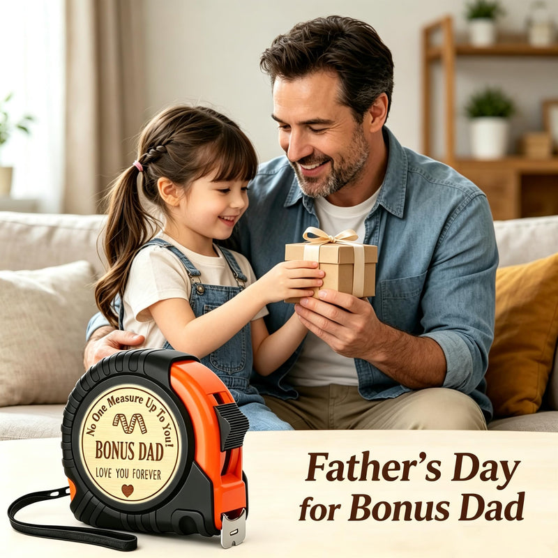 Stepdad Bonus Dad Gifts for Fathers Day Tape Measure 25 FT, Birthday Gift for Step Dad from Son Daughter Wife, Best Bonus Dad Stepdad Stepfather Presents Useful Stuff, Engraved Measure Tape Tools