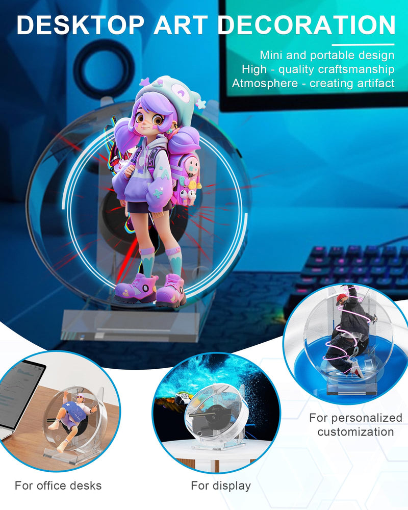 3D Hologram Fan, Magikeration 4.72 Inch 3D Holographic Fan Projector with Cover Picture Spinner for Halloween,Christmas,Thanksgiving,Easter,Parties (12cm, 4GB)