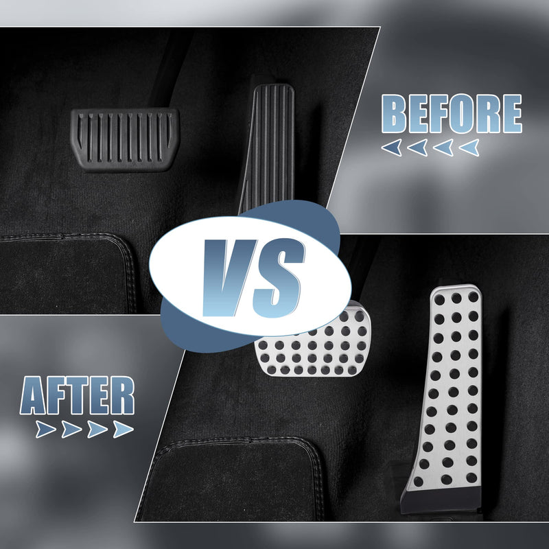 X AUTOHAUX 2pcs Gas and Brake Pedals Pads Cover Anti-Slip for Mercedes-Benz C E S GLC GLE GLK SLK CLS SL Class GLS Stainless Steel Car Pedals Accessories No Drill