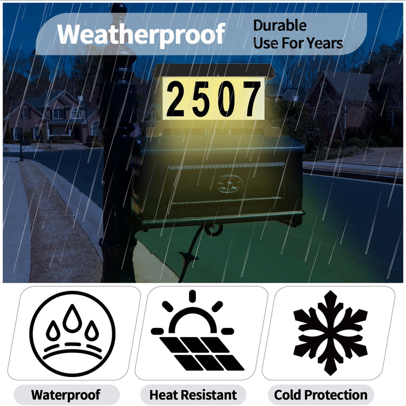 Solar Mailbox Number, Illuminated Address Sign, RGBW Color Changing Waterproof, Address Plaque for House Yard Home Office Street Outside (Mailbox Mount) Black(Mailbox Mount)