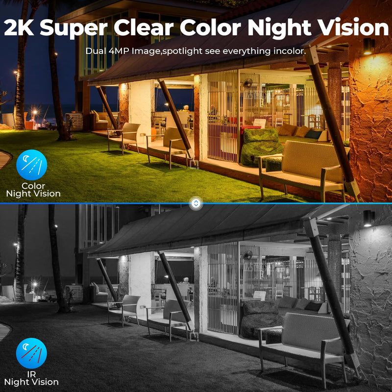 Camcamp Security Cameras Wireless Outdoor, Solar Powered Wireless Security Camera System, 2K PTZ, Color Night Vision, PIR Motion Detection, App Alert, 2-Way Talk, IP66 Waterproof Add-on-Cam
