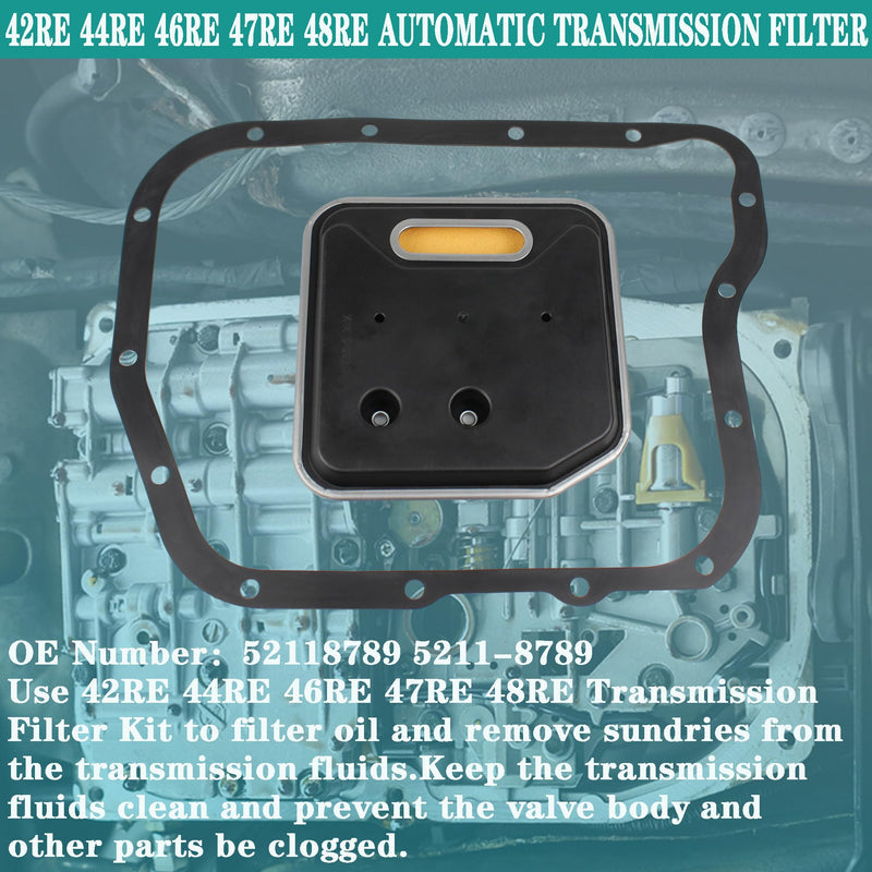 42RE 44RE 46RE 47RE 48RE Automatic Transmission Filter Kit Compatible with 1998-2009 Dodge Ram 1500 2500 3500 Dakota Durango Grand Cherokee Replaces# 52118789 5211-8789
