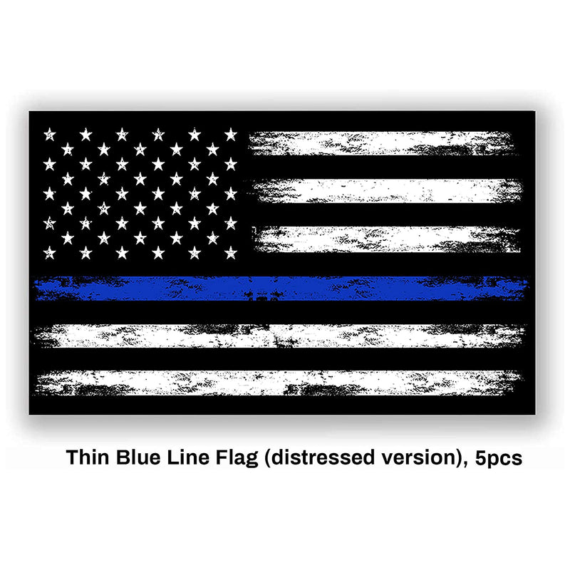 GRITKULTURE 5.1 Inch X 3 Inch Thin Blue Line US Flag Decal Stickers Pack of 10 for Trucks Cars American Flag Black American Flag Back The Blue Decals Car Bumper