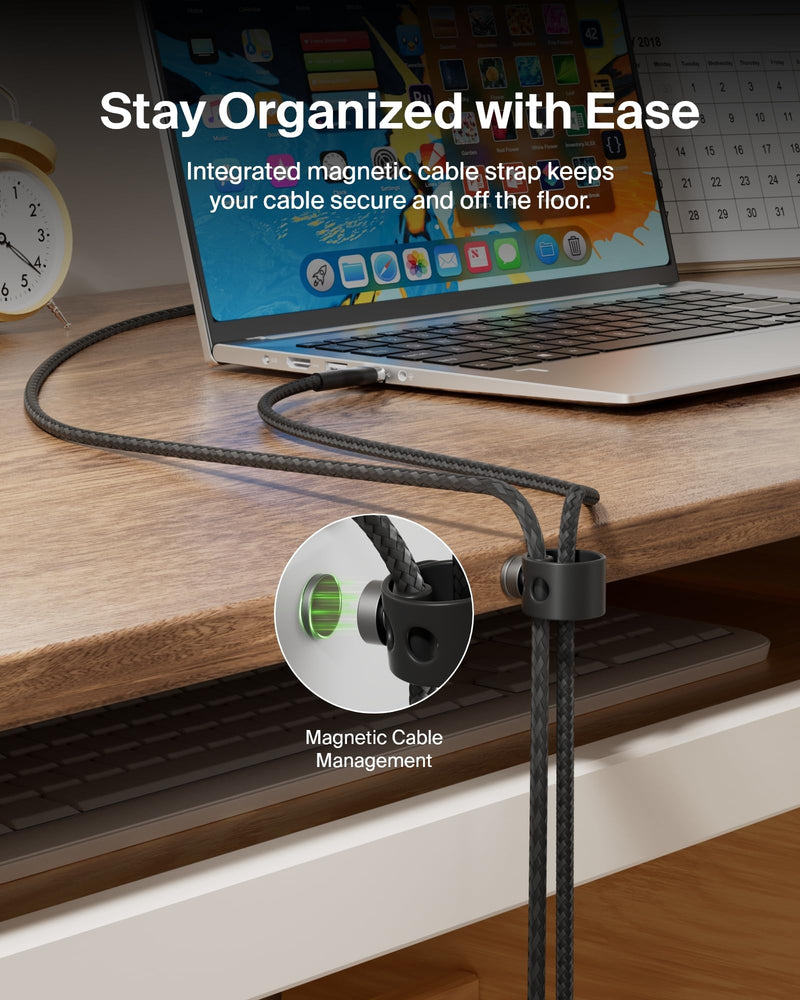 Belkin BoostCharge Pro Flex Braided USB-C to USB-A Cable (6.6ft/2M), USB-C USB-IF Certified Fast Charging Cable for iPhone 17, iPad Pro, Galaxy S25, Pixel, Nintendo Switch 2 & More - Black (2-Pack) Braided 6.6 ft - 2 pack 78.12 inches