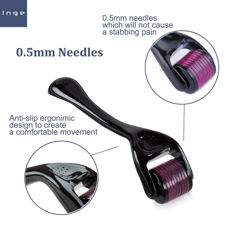 0.5mm Derma Roller for Hair Growth & Skin – Titanium Microneedling Roller for Facial & Beard Care, Anti-Aging & Hair Loss Treatment