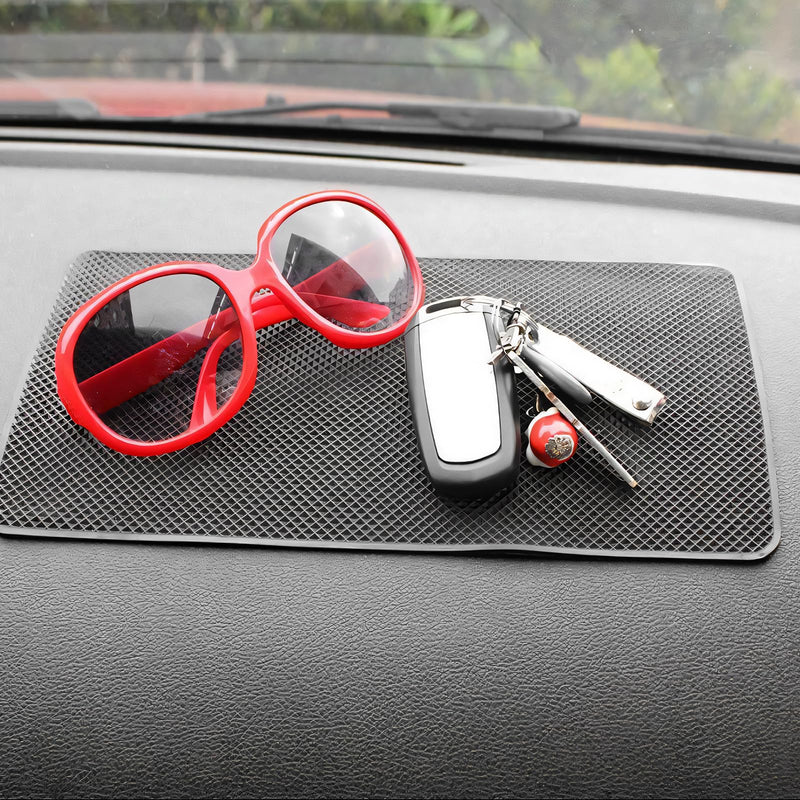 Car Dashboard Anti-Slip Mat, 10.8"×5.9" Large Auto Dash Sticky Pad Washable Gripping Mat, Heat Resistant Anti Skid Pad Universal Interior Accessories for Most Vehicles (Grid) Grid