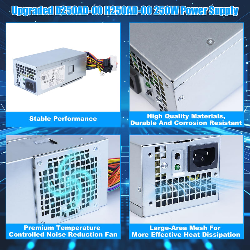 D250AD-00 H250AD-00 250W Power Supply L250NS-00 F250AD-00 PSU Compatible with Dell Optiplex 390 3010 990 790 DT 530s 537s 540s 545s 546s 560s 570s 580s Vostro 200s 220s 230s 400s Studio 540s Slim DT