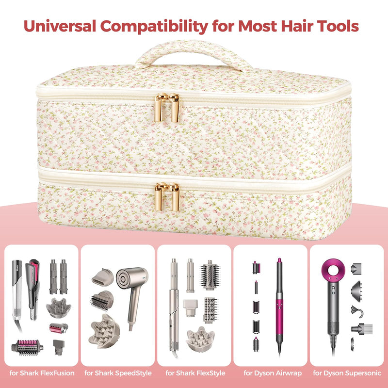 Hair Tools Travel Bag for Shark Flex Style Hair Dryer, Carrying Case for Shark Flexstyle Flex Fusion Glam Dyson Airwrap Attachments Accessories Organizer (pink, Large) pink