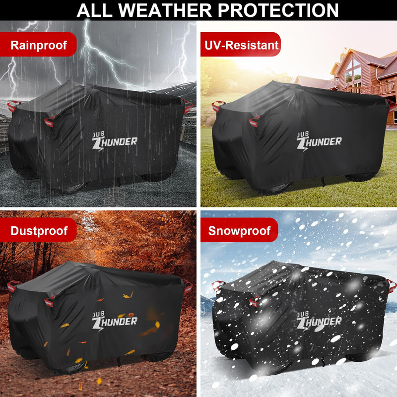 ATV Cover Waterproof Outdoor - Windproof ATV Covers Heavy Duty 4 Wheeler Cover Ripstop UV Protects Four Wheeler from Sun Rain Snow, Quad Cover for Polaris Yamaha Suzuki Honda XL Black XL-82.7''L x 47.2''W x 45.2''H
