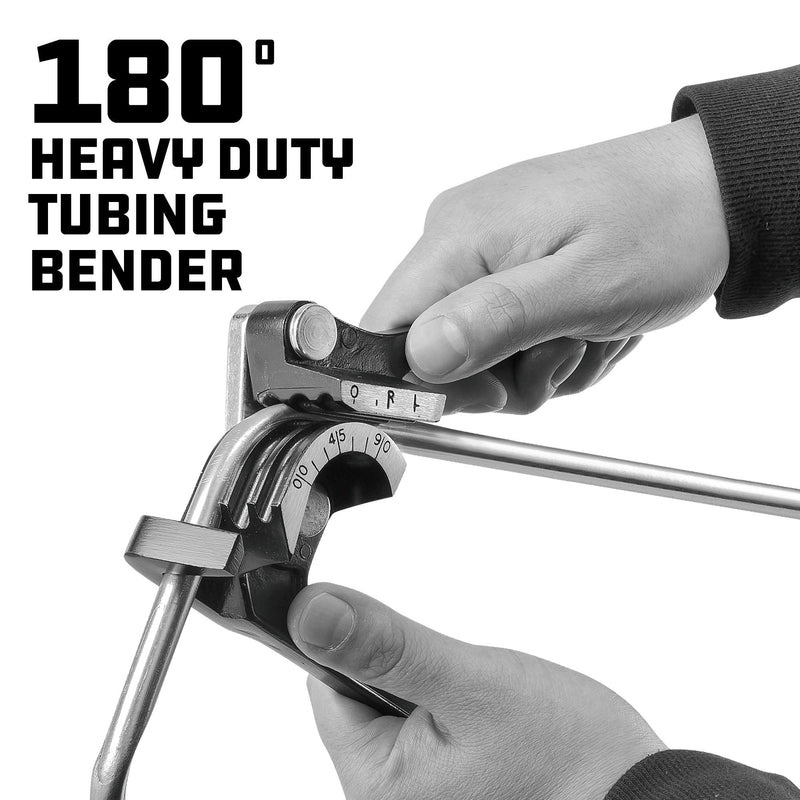 Powerbuilt Fuel and Brake Line Tubing Bender, Multi-Size Pipes Copper Aluminum Steel Brass, Bend up to 180 Degrees, Lightweight - 647762