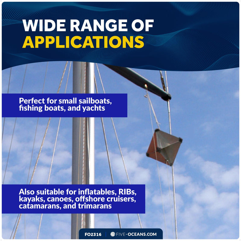 Five Oceans 12 x 12-Inch Radar Reflector, Aluminum, Marine Reflector for Small to Medium-Sized Powerboats, Fishing Boats, Inflatables and Rigid Inflatable - FO2316