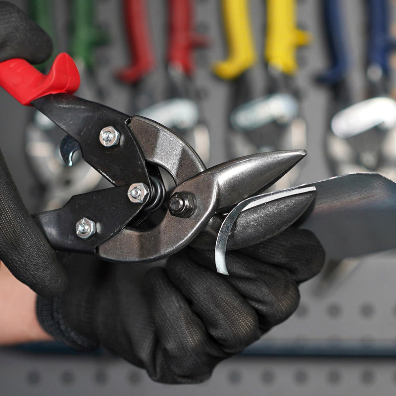 MIDWEST Aviation Snip Set - Left and Right Cut Offset Tin Cutting Shears with Forged Blade & KUSH'N-POWER Comfort Grips - MWT-6510C Left/Right Combo