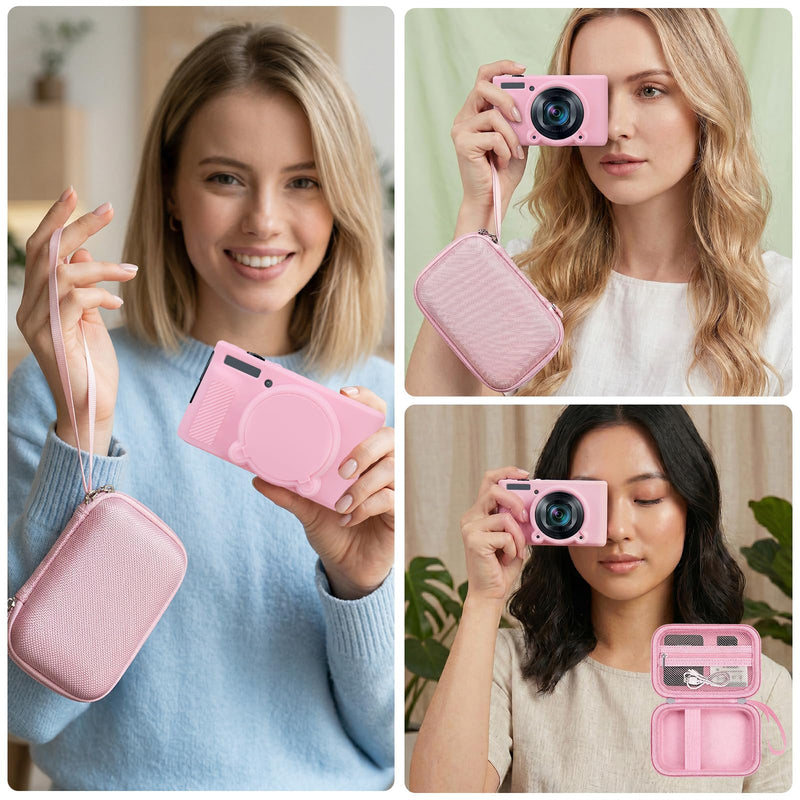 Case for Canon PowerShot SX740 SX730, Hard Case + Silicone Cover, Pink | Protective Carrying Bag, Dust & Scratch Resistant, Compact Portable, Vlog Shooting & Daily Travel Use