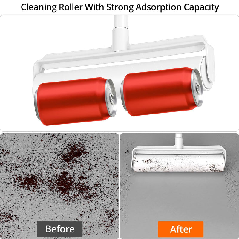 QWORK® 9.5'' Large Extendable Lint Roller for Pet Hair with Dust-Proof Cover, 6 Refills (300 Sheets), Adjustable Length Handle