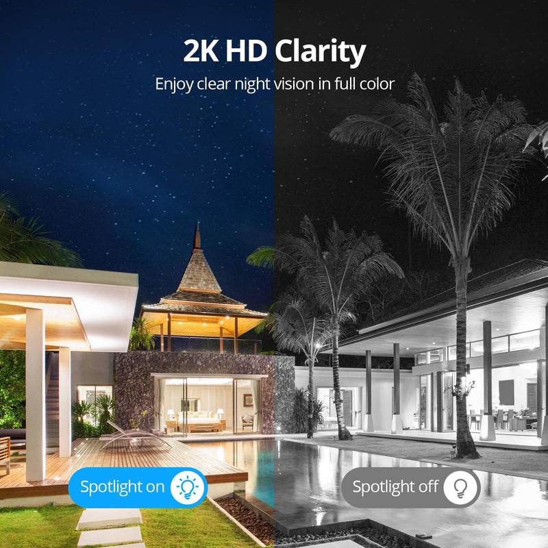 Wireless Outdoor Security Camera, 2K Battery Powered 5GHz WiFi, 2-Way Audio, PIR Motion Detection, Color Night Vision, IP66 Waterproof, TF/Cloud Storage (up to 256G), Alexa Compatible