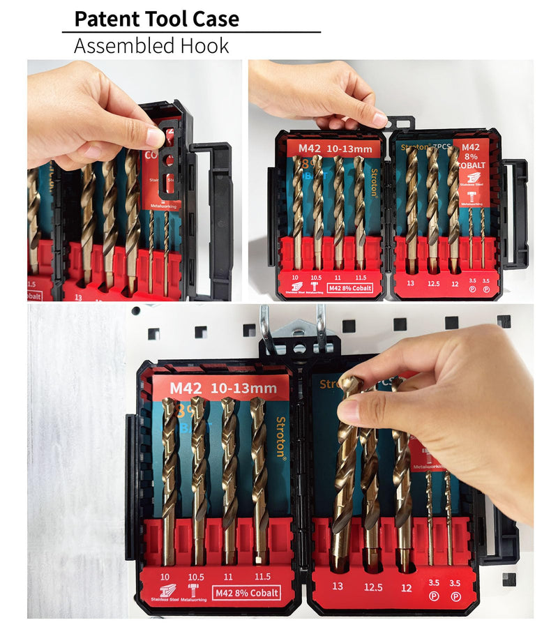Metric M42 8% Cobalt Drill Bits Set for Stainless Steel and Hardened Steel (10-13mm (7PCS) M42) 10-13mm (7PCS) M42