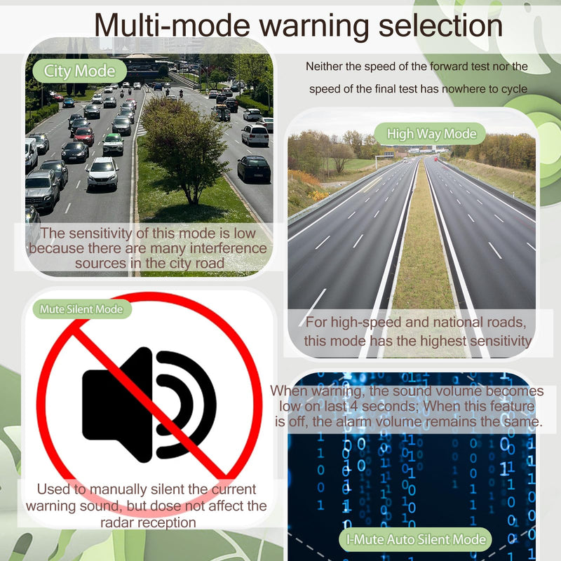 RAD1000 Laser/Radar-Detector for Cars with Suction Cup Mount - X/K/Ka/KU/ST/CT Band & Laser Detection, Long Range Detection, Led Display, VG-2 Immune, Mute Memory, Multi-Mode, Ideal Gifts (Black)