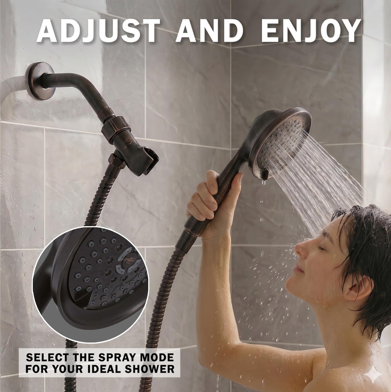 Aqua Elegante Massage & Mist Handheld Shower Kit - 6 Function High Pressure Adjustable Hand Held Showerhead with Hose and Mount, Easy Install for Boosting Low Water Flow - 1.8 GPM - Oil-Rubbed Bronze Oil Rubbed Bronze