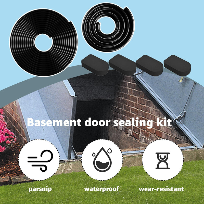 for Bilco Basement Door Seal Kit (1 x U Shaped Gasket, 1x Bulb Trim Gasket, 4 x Cap Seal Pad) - Replacement for Bilco Basement Door Weatherstrip Kit
