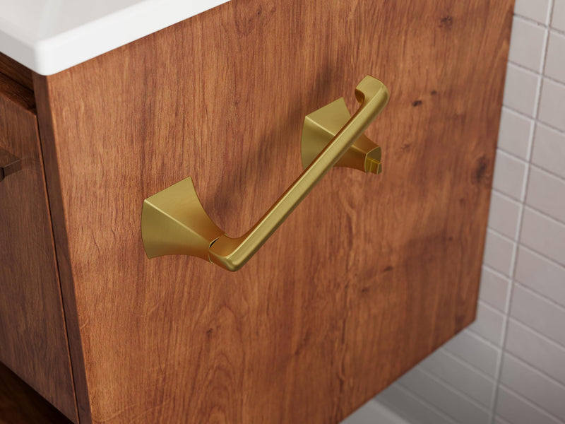 Pfister Bruxie Toilet Paper Holder, Bathroom Tissue Roll Holder, Wall-Mounted, Screw-in, Brushed Gold Finish, BPHBIE0BG