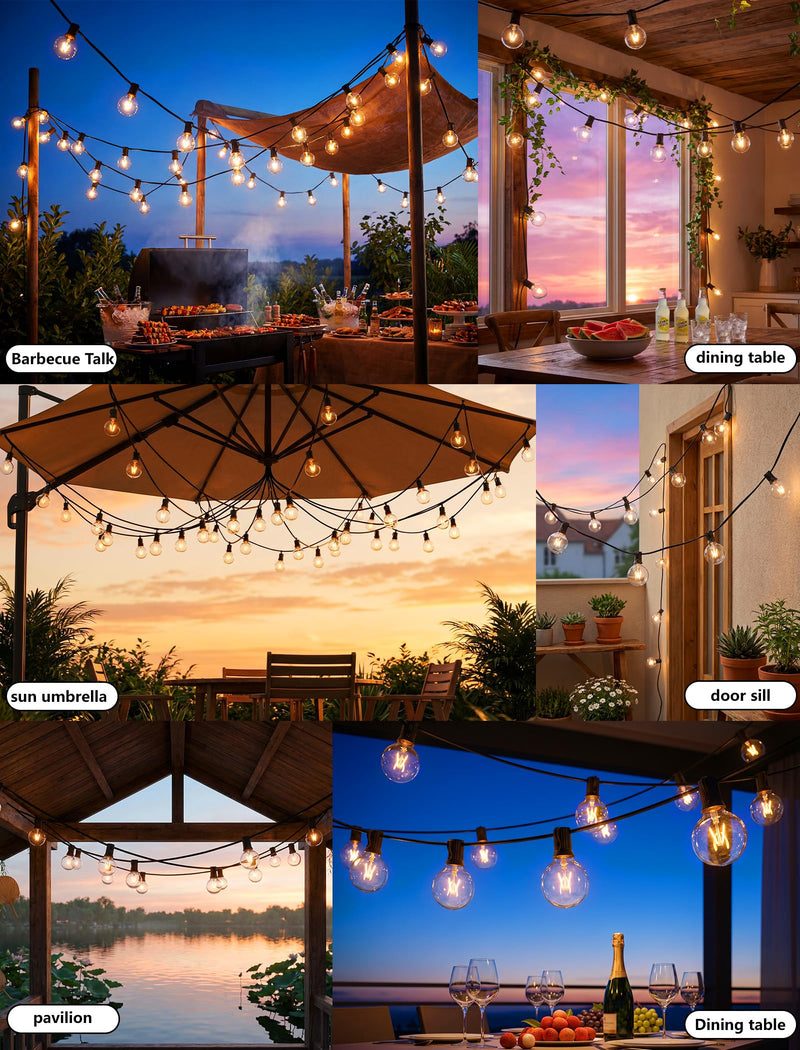 50 Pack G40 Replacement Bulbs for Outdoor String Lights, 5W Clear Incandescent Globe Bulbs with E12 Base, Dimmable Patio & Backyard Decor 5.0 Watts