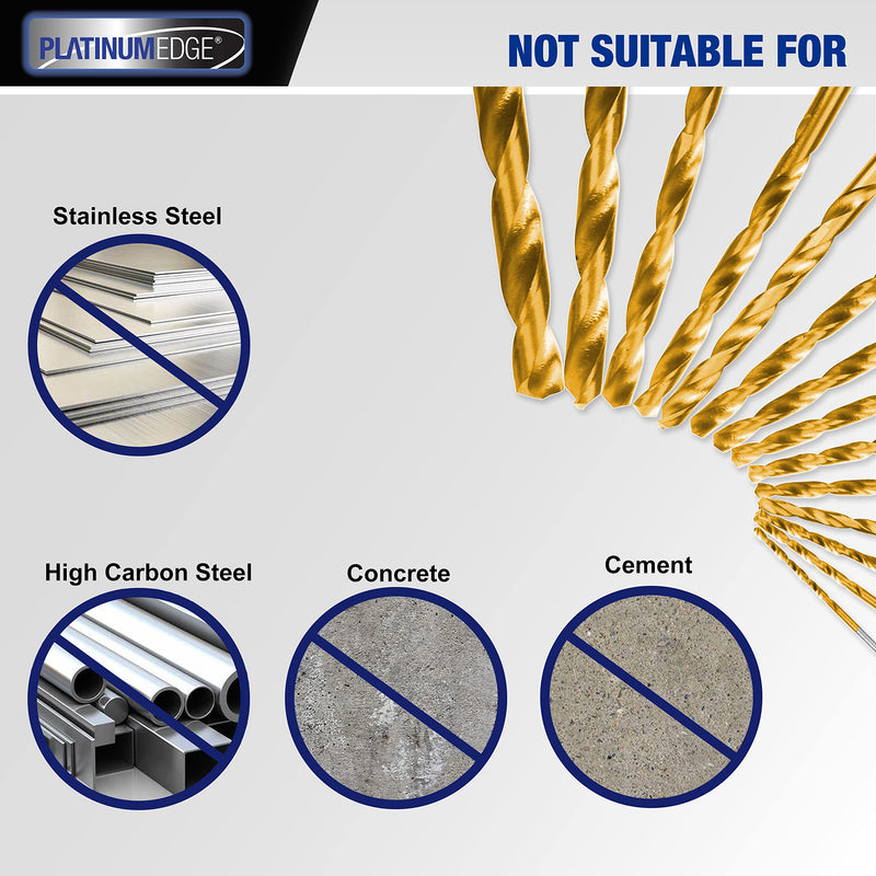 276pc Titanium Twist Drill Bit Set with S2 Bits 135° Tip High Speed Steel, Size from 1/16" up to 1/2", Ideal in Wood Cast Iron Aluminum Alloy Plastic Fiberglass, Clear Lid Case SAE 276 Pieces Drill Bit Set 135°