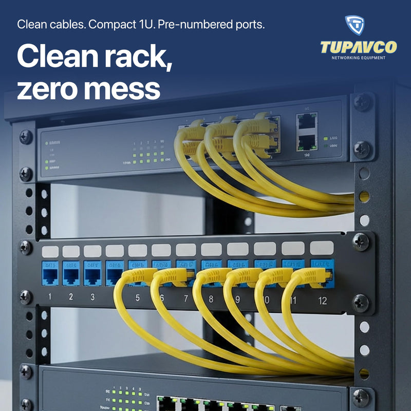 10" Patch Panel for Mini Network Rack (12 Port) - Tupavco TP410 | Keystone patch panel for mini network rack (10 inch) cable management, keystone jacks not included