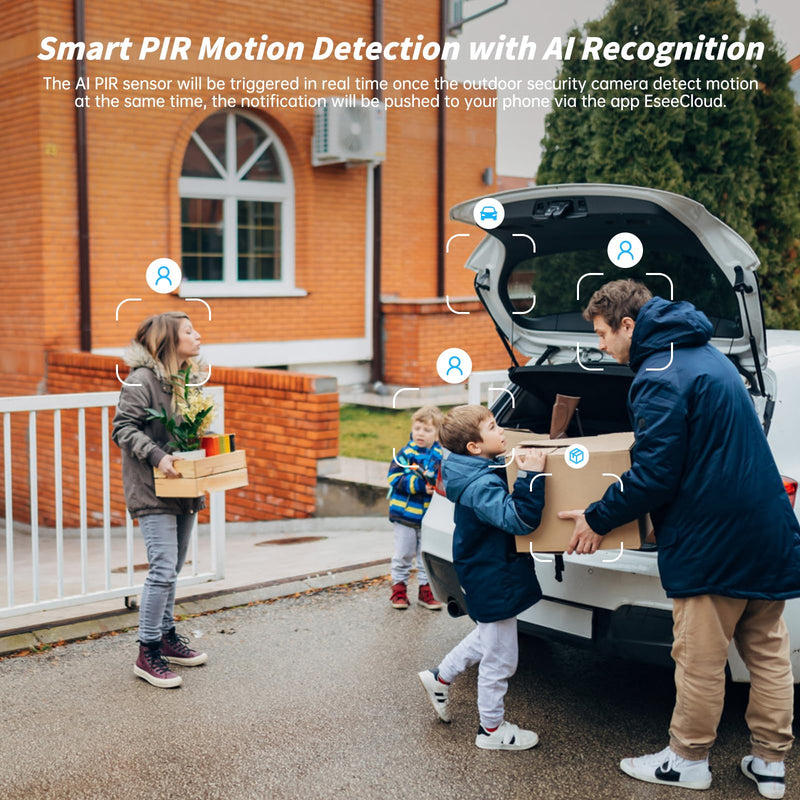Security Cameras Wireless Outdoor,No Subscription,2 Cam-Kit,Support 2.4G & 5G WiFi Router,Home Security System with 2K Night Vision,Supports 128GB Local Storage,PIR Alerts,Motion Detection White 2P