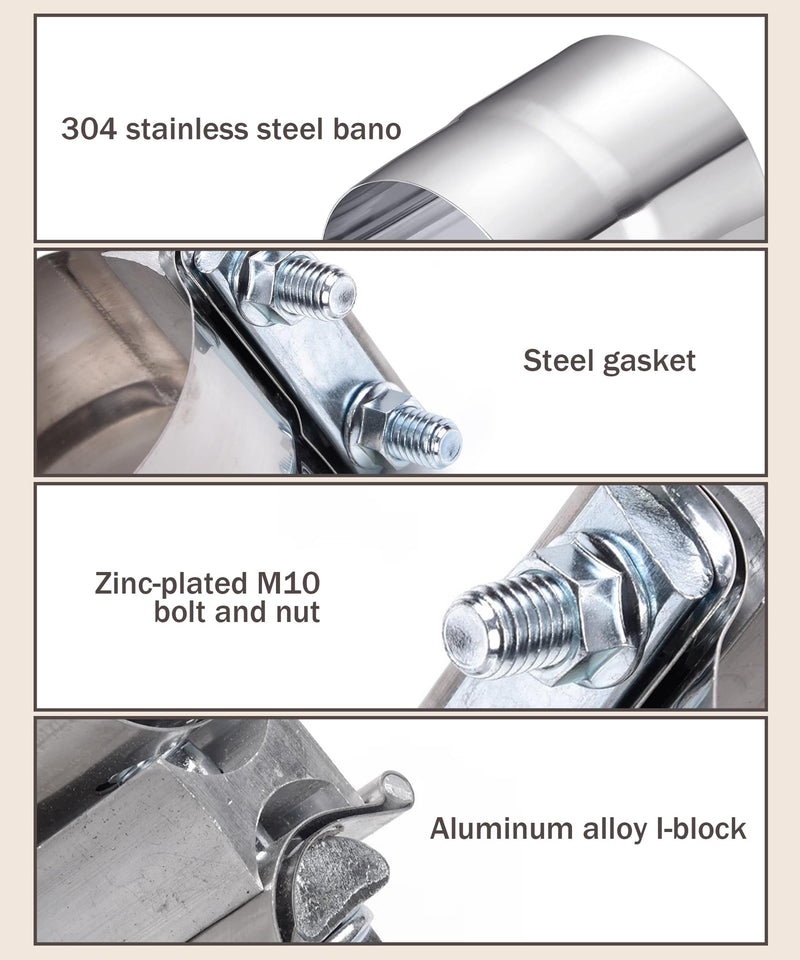 Exhaust Clamp,Car Accessories 3" Lap Joint Exhaust Band Clamp Sleeve Coupler,Stainless Steel Exhaust Pipe Clamp for Exhaust System,Exhaust Tubing Connection(3 Inch) 3 Inch