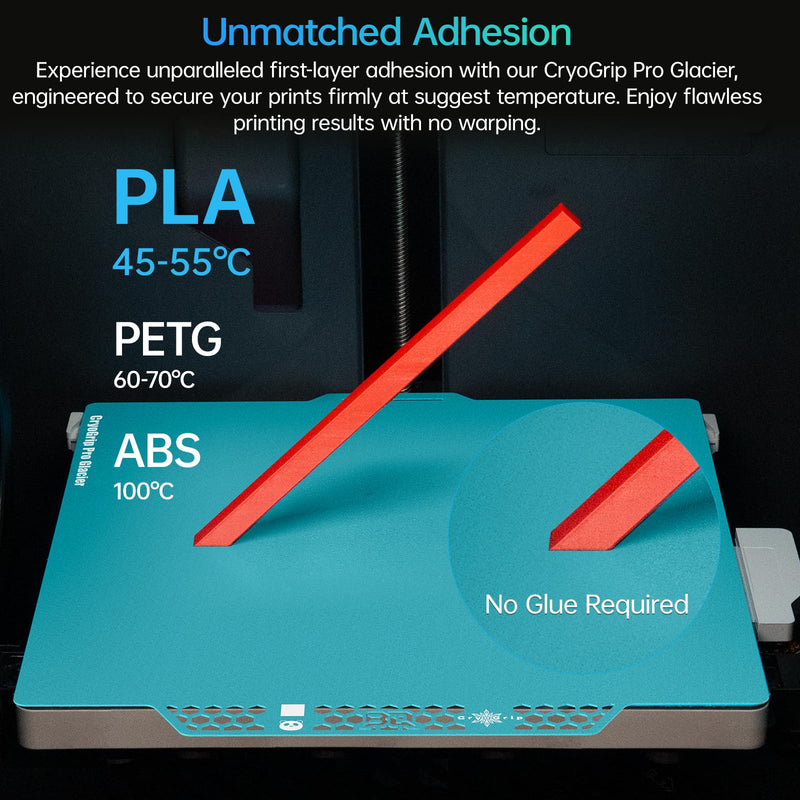 BIQU CryoGrip Pro Glacier for Bambu-Lab P1P/P1S/P2S/X1C/X1E/X2D/A1 3D Printers 257x257MM Build Plate Double Sided Fine Textured Surface Platform High Adhesion & Upgrade Removable Heated Bed Cover Glacier-Original(P1P/P1S/P2S/X1C/X2D/X1E/A1)