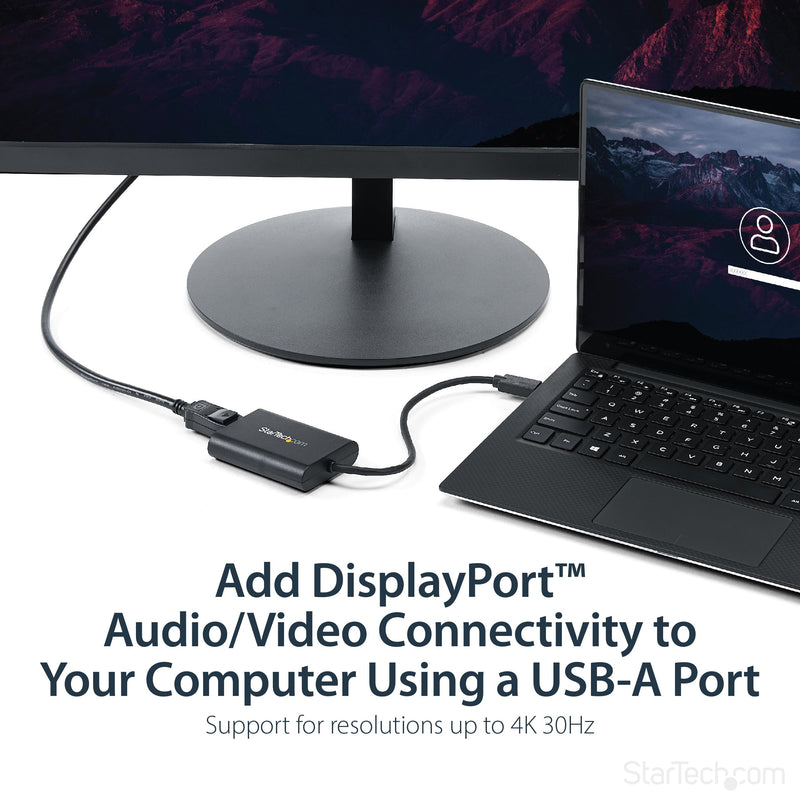 StarTech.com USB 3.0 to DisplayPort Adapter, 4K 30Hz, USB-A to Single DP Monitor, USB Video Adapter Converter, Windows Only