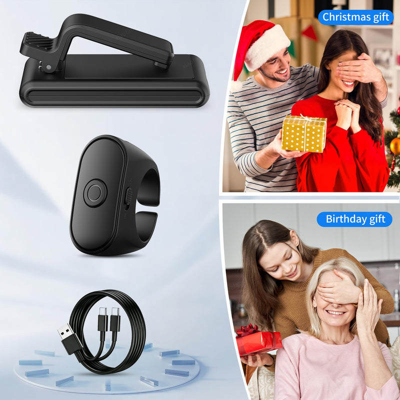 Page Turner Ring for Kindle (Compatible 5th-11th Gen), Remote Control for iPhone iPad Android Tablets, Camera Shutter for Selfie, Lightweight Reading Accessory (Black)