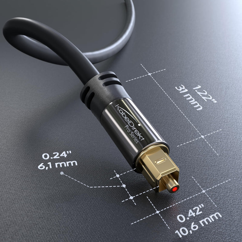 TOSLINK – Optical Audio Cable – 49ft – Designed in Germany – Fiber Optic Cable for Soundbar, SPDIF Digital Optical Audio Cord – for Sound Bars, Stereo Systems, amps, Xbox One or PS4 – by CableDirect 49 ft