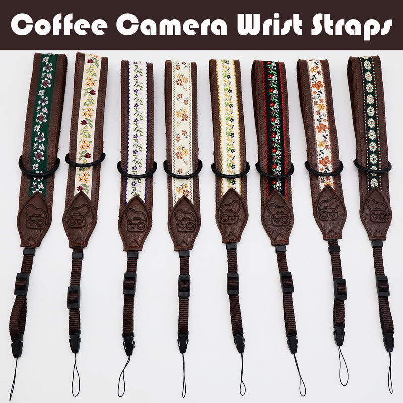 Camera Wrist Strap for DSLR Mirrorless Camera, Camera Hand Strap for All Cameras with Quick Release Safety Connector Coffee Leather Camera Wrist Strap