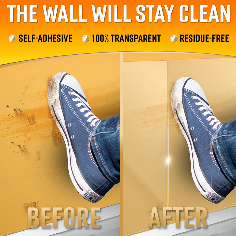 Clear Wall Protector Film Stickers for Kitchens & Offices - Shields Paint from Oil Splashes, Trash, Furniture Scuffs (Transparent, 7 Sheets) Transparent