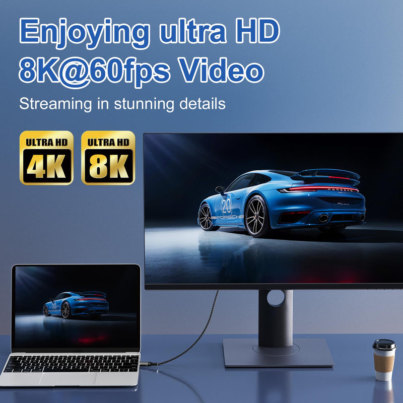 Thunderbolt 4 6.6ft USB C Cable - Supports 40Gbps Data Transfer and 8K/4K Video - Compatible with Thunderbolt 4/3 Monitor, Hub, Docking Stations - Black 40Gbps Data Transfer cable-2M/6.6FT