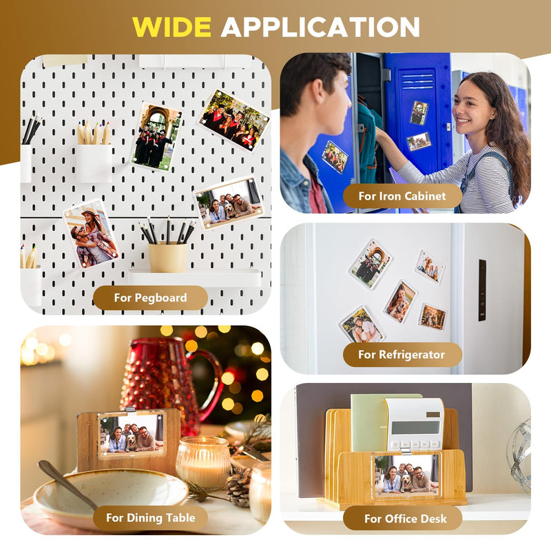 2Pcs Car Picture Holder, Acrylic Car Visor Photo Clip, Personalized Car Accessories Magnetic Car Sunshade Photo Frame for Adding Family or Personal Photos