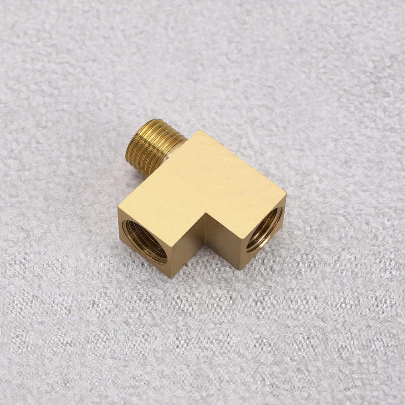 ECSiNG Angle Adapter M10x1 T-Distributor Oil Pressure Sensor Tee Connecter Oil Pressure Gauge Adapter M10x1 Male to 2 M10x1 Female Adapter Brass 1