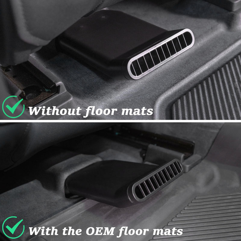 TOPINSTALL 2025 Plug-in Under Seat Vent Deflectors Compatible with 2021-2025 Ford Bronco 4 Doors, Cooler Summer Air Vent Extension for Rear Seat Passenger 2PCS (Fit for OEM & Regular Floor Mats)